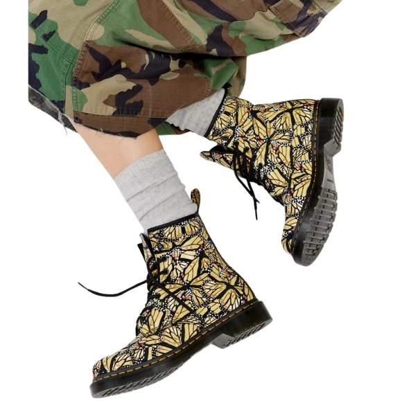 Dr. Martens Shoes - Size 7- Womens Dr. Martens 1460 8-Eye Boot Butterfly Yellow Boots Shoes New